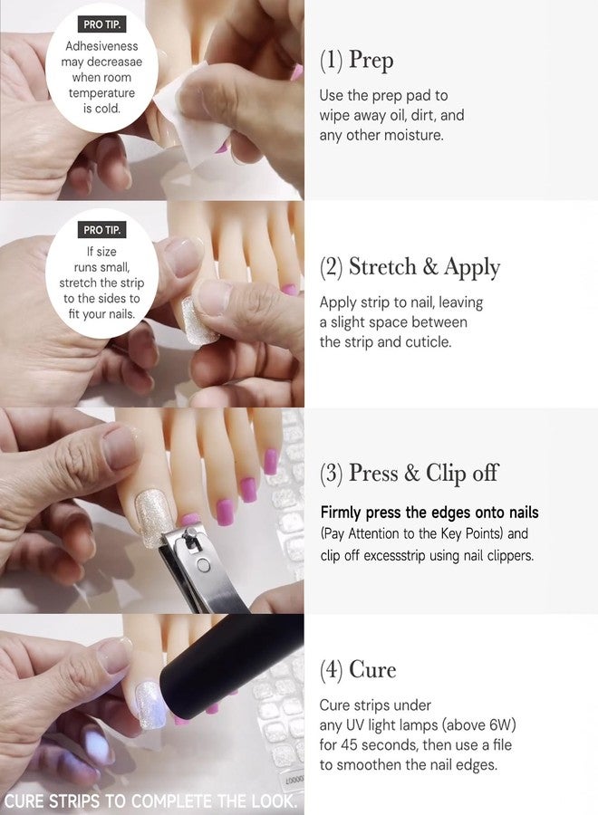 DUKASOU Semi Cured Gel Toe Nail Strips,32 Pcs Toe Nail Stickers Wraps(Glistening Waves),Long Lasting Toenail Strips with UV Light,Art Stickers Easy to Apply - Image 5